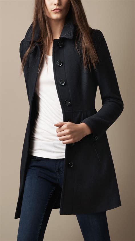 burberry twill dress coat|Wool Beverley Tailored Coat in Navy .